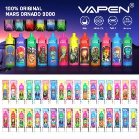 VAPEN MARS 9000 Puff Disposable Vape RANDM Tornado 9K Bottom RGB Light Best Flavors Ack Vaper Wape