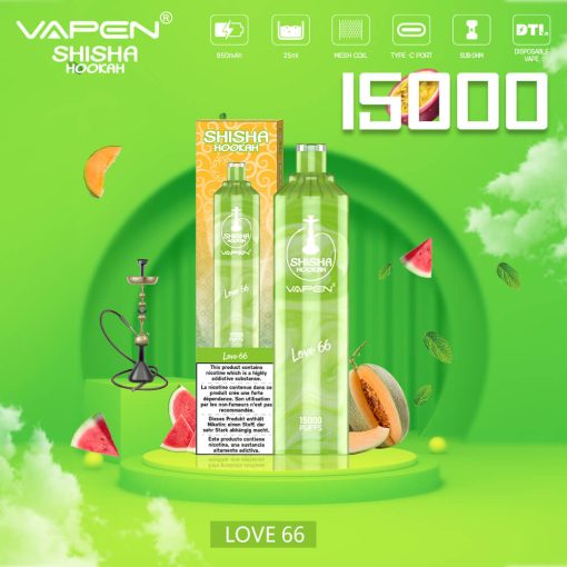 VAPEN Shisha Hookah 15000 15K Puffs DTL Disposable Vape SubOhm Coil JNR AL FAKHER Adalya Vaper Wape Flavors Huge Vapor