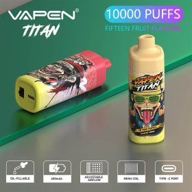 VAPEN TITAN Disposable Vape 10000Puffs e Cigarettes 20ml Capacity Refillable Oil Puff RandM Tornado Best Pure Flavor Razz bar Vapsolo 9K 10K 12K Vaper