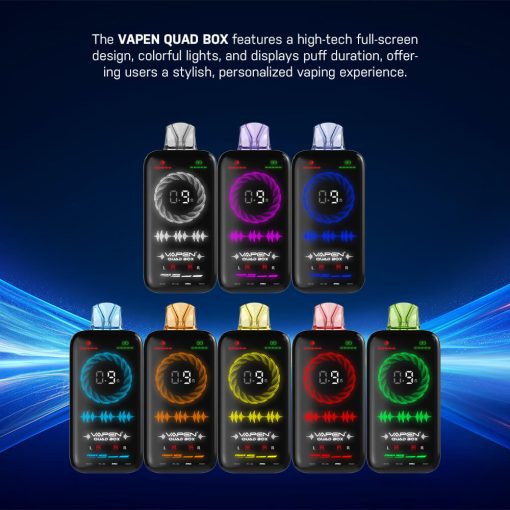 VAPEN QUAD BOX 20000 Puffs Disposable Vape Full Screen Indicator 4 Level Power Adjustable Vaping Mode Puff Geekbar Vplay Vaper