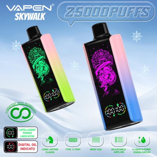 VAPEN Skywalk 25000 25K Puffs Disposable Vape long lasting Oil and Smart Display Vapsolo Super RazzBar Razz Bar 15000 15K Puff Updated 30000 30K Puff Vaper Wholesale EU Warahouse