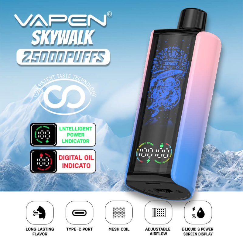 VAPEN Skywalk 25000 25K Puffs Disposable Vape long lasting Oil and Smart Display Vapsolo Super RazzBar Razz Bar 15000 15K Puff Updated 30000 30K Puff Vaper Wholesale EU Warahouse