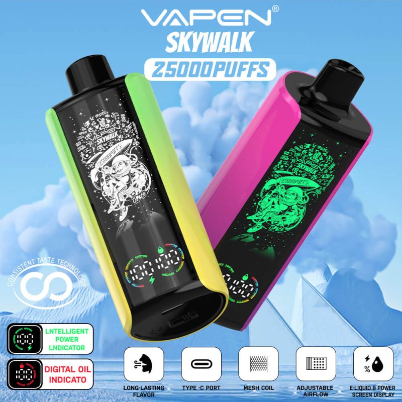 VAPEN Skywalk 25000 25K Puffs Disposable Vape long lasting Oil and Smart Display Vapsolo Super RazzBar Razz Bar 15000 15K Puff Updated 30000 30K Puff Vaper Wholesale EU Warahouse