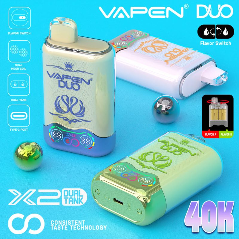 2025 VAPEN DUO 40K Puff 2in1 Switch Double Flavors 40000 Puffs Disposable Electronic Cigarette Wholesale I Vape Pen Vaper Dual Tank Coil EU Warehouse Fast Shipping Vapsolo Twins Triple 20000 30000 puff