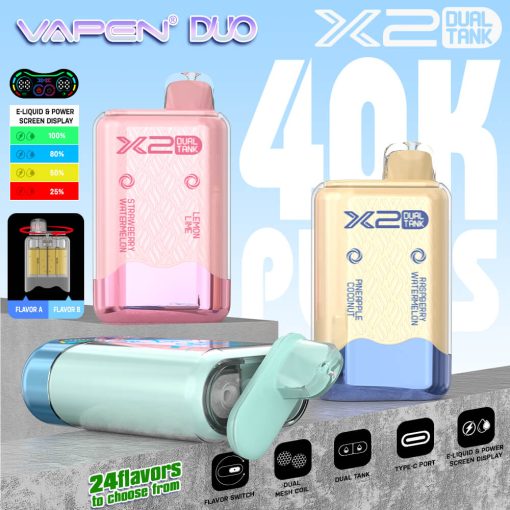 2025 VAPEN DUO 40K Puff 2in1 Switch Double Flavors 40000 Puffs Disposable Electronic Cigarette Wholesale I Vape Pen Vaper Dual Tank Coil EU Warehouse Fast Shipping Vapsolo Twins Triple 20000 30000 puff