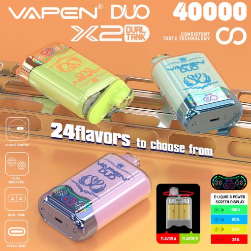 2025 VAPEN DUO 40K Puff 2in1 Switch Double Flavors 40000 Puffs Disposable Electronic Cigarette Wholesale I Vape Pen Vaper Dual Tank Coil EU Warehouse Fast Shipping Vapsolo Twins Triple 20000 30000 puff